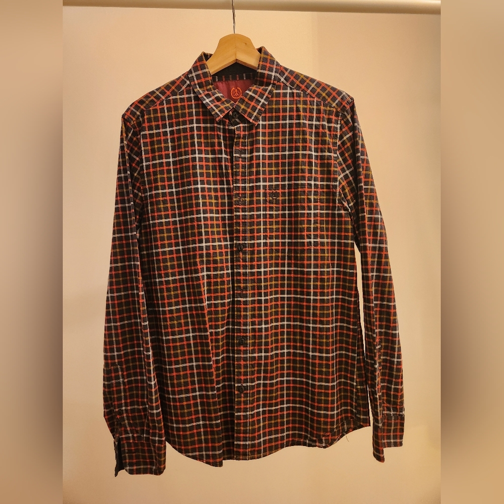 Black, red and orange plaid shirt - Size EU M